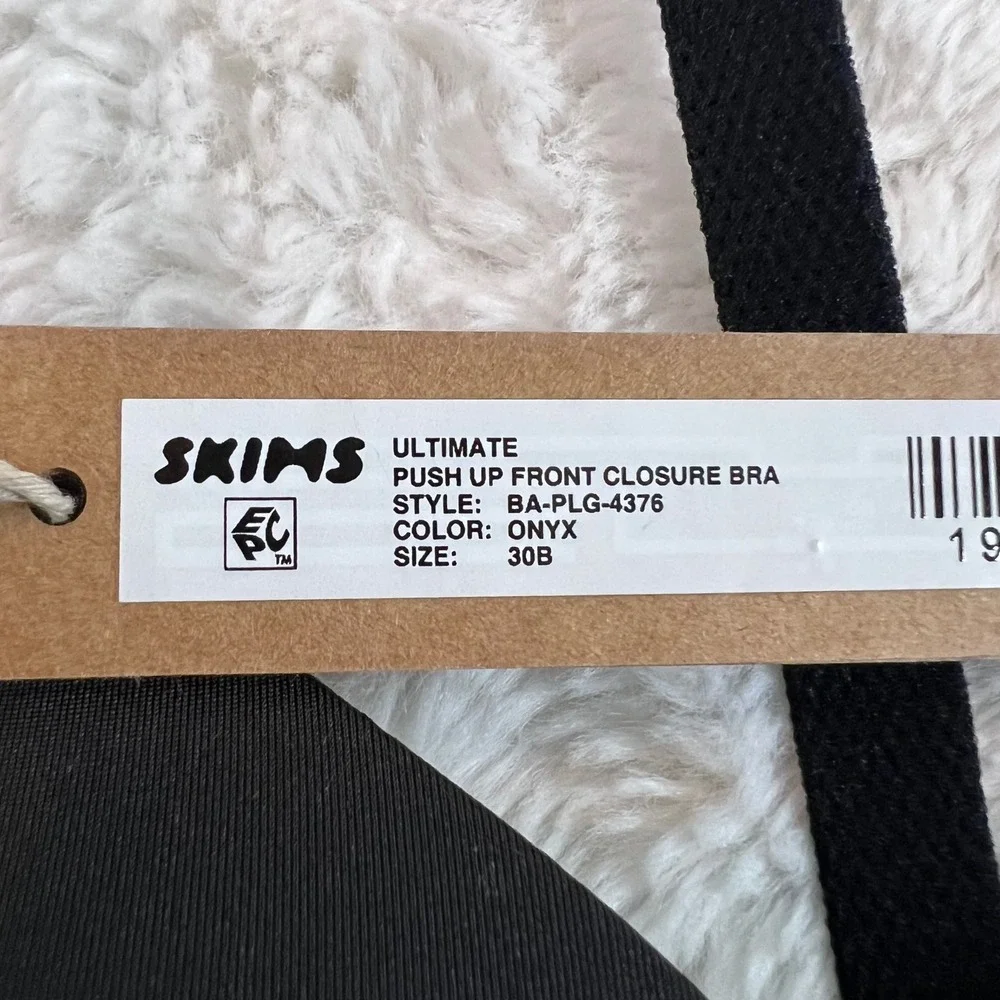 SKIMS Ultimate Push Up Front Closure‎ Bra Onyx Black BA-PLG-4376 Womens 30B NWT - Picture 6 of 11